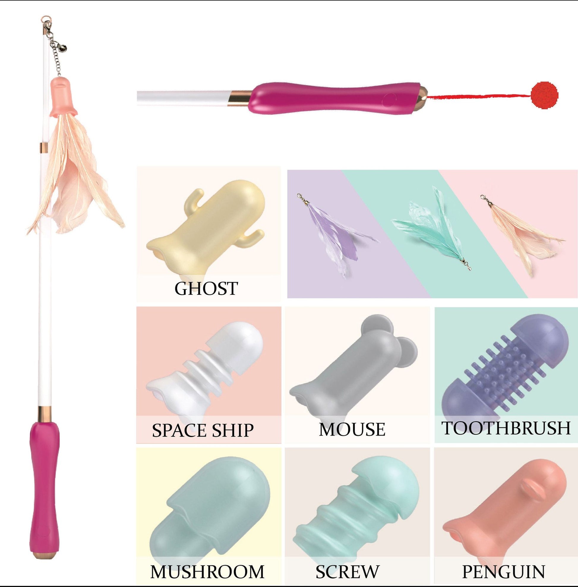 Customizeable and Extendable 10-in-1 Attachment Laser Cat Teaser