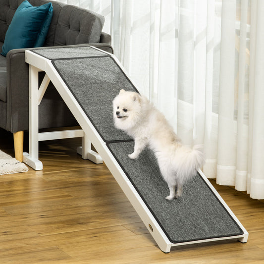 Pet Ramp for Dogs Non-Slip Carpet Top Platform Pine Wood 74 W X
