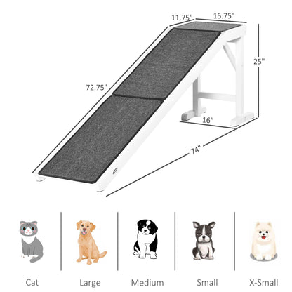 Pet Ramp for Dogs Non-Slip Carpet Top Platform Pine Wood 74 W X