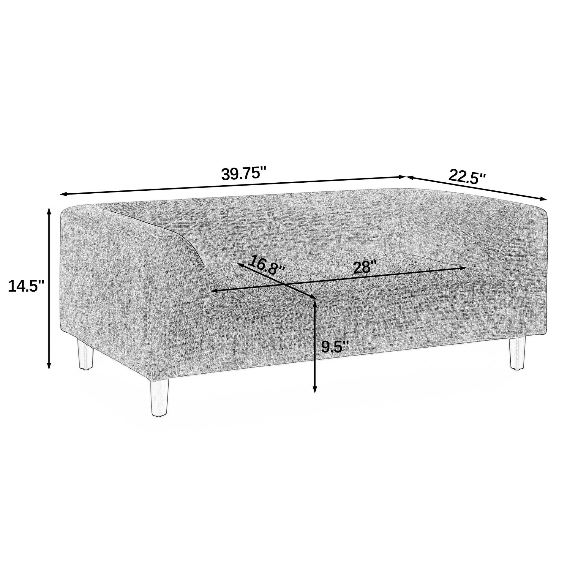 Pet Sofa with Backrest and Armrests, Modern Rectangular Pet Sofa