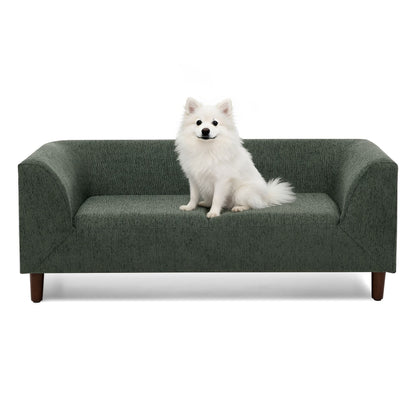 Pet Sofa with Backrest and Armrests, Modern Rectangular Pet Sofa