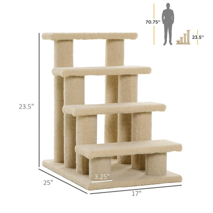 Pet Stairs 25 4-Step Durable Particle Board Carpeted Cat Dog Ladder