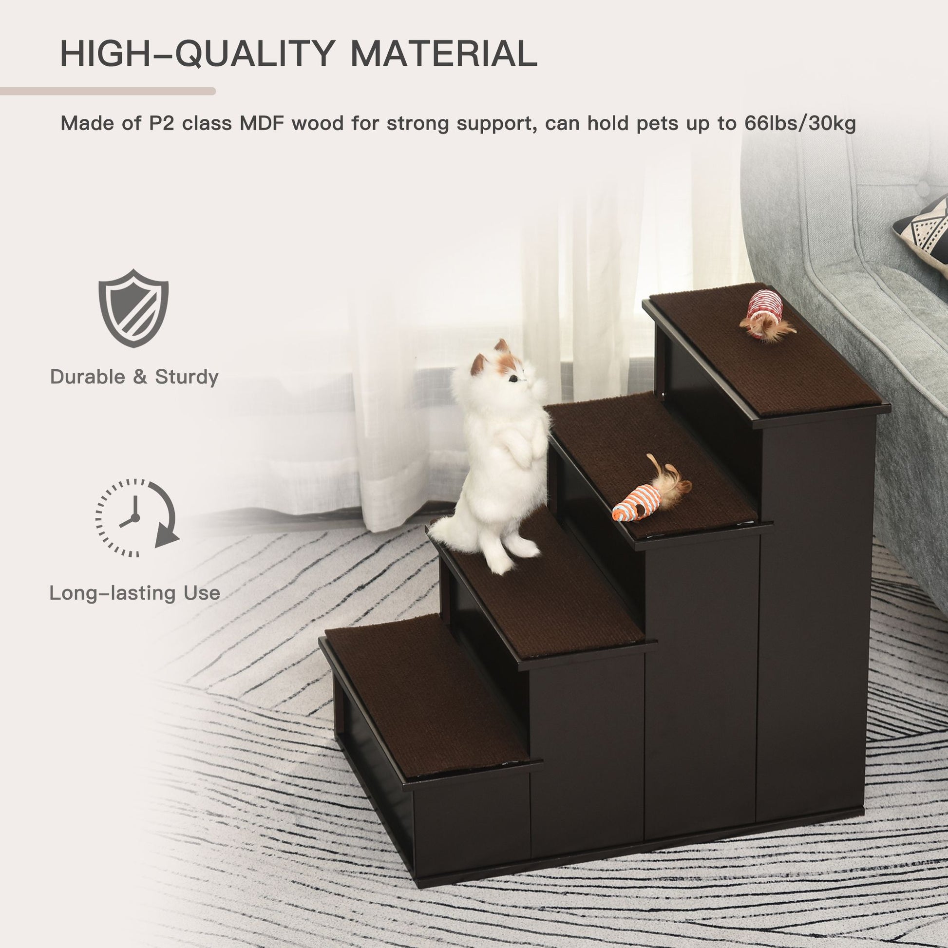 Pet Stairs, Pet Steps with Cushioned Removable Covering