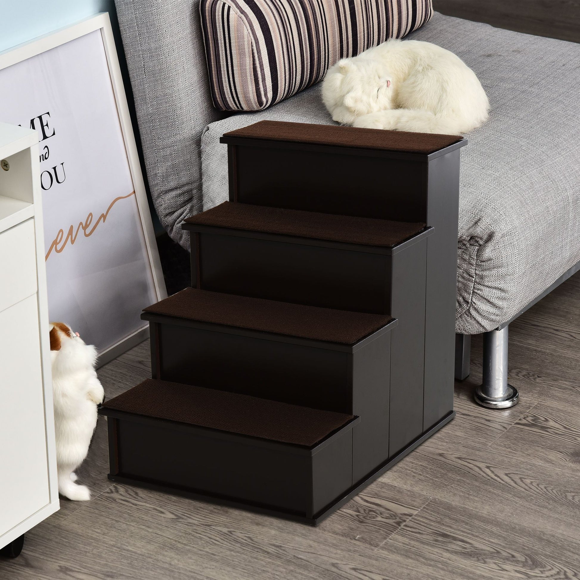 Pet Stairs, Pet Steps with Cushioned Removable Covering