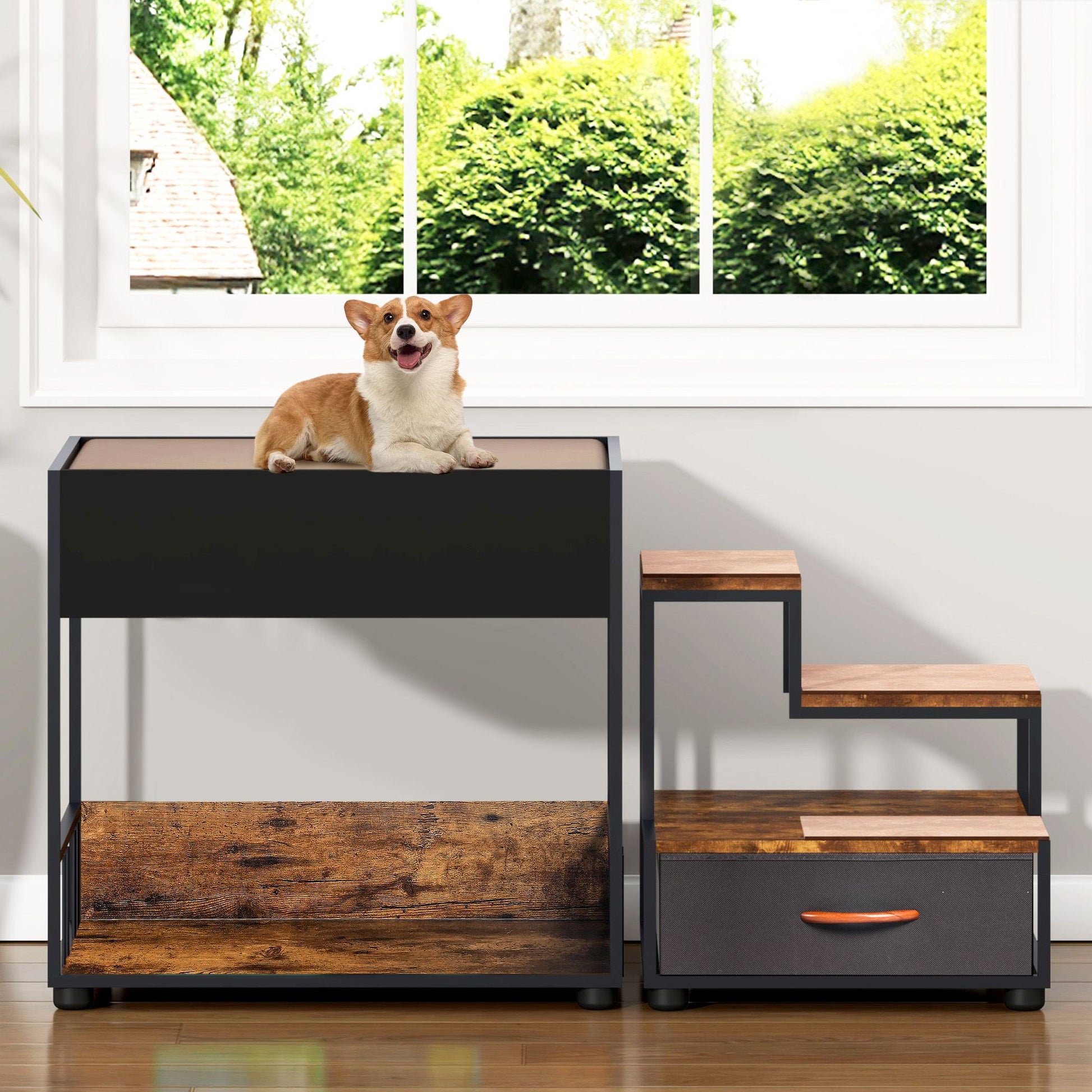 Pet Step Window Perch,Bunk Beds Window Perch for Dogs Bedside