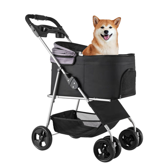 Pet Stroller, 35 Lbs Weight Capacity, Foldable Dog Stroller Cart, 4