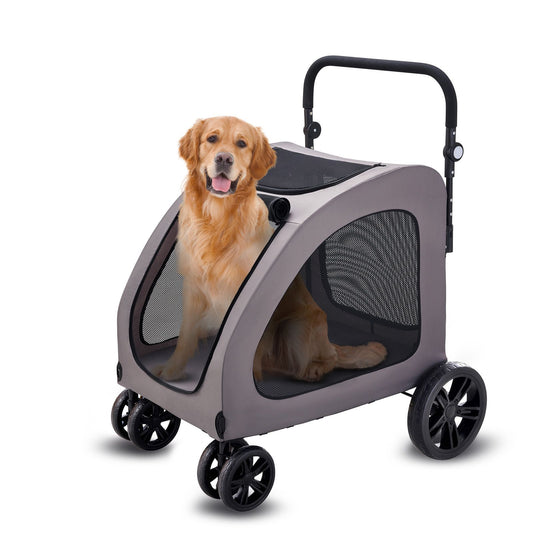 Pet Stroller, 4 Wheels Dog Stroller with Brakes, 160lbs Weight