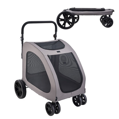 Pet Stroller, 4 Wheels Dog Stroller with Brakes, 160lbs Weight