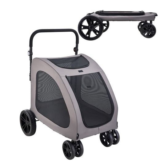Pet Stroller, 4 Wheels Dog Stroller with Brakes, 160lbs Weight