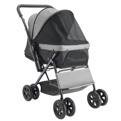 Pet Stroller, 44 Lbs Weight Capacity, Foldable Dog Stroller Cart, 4