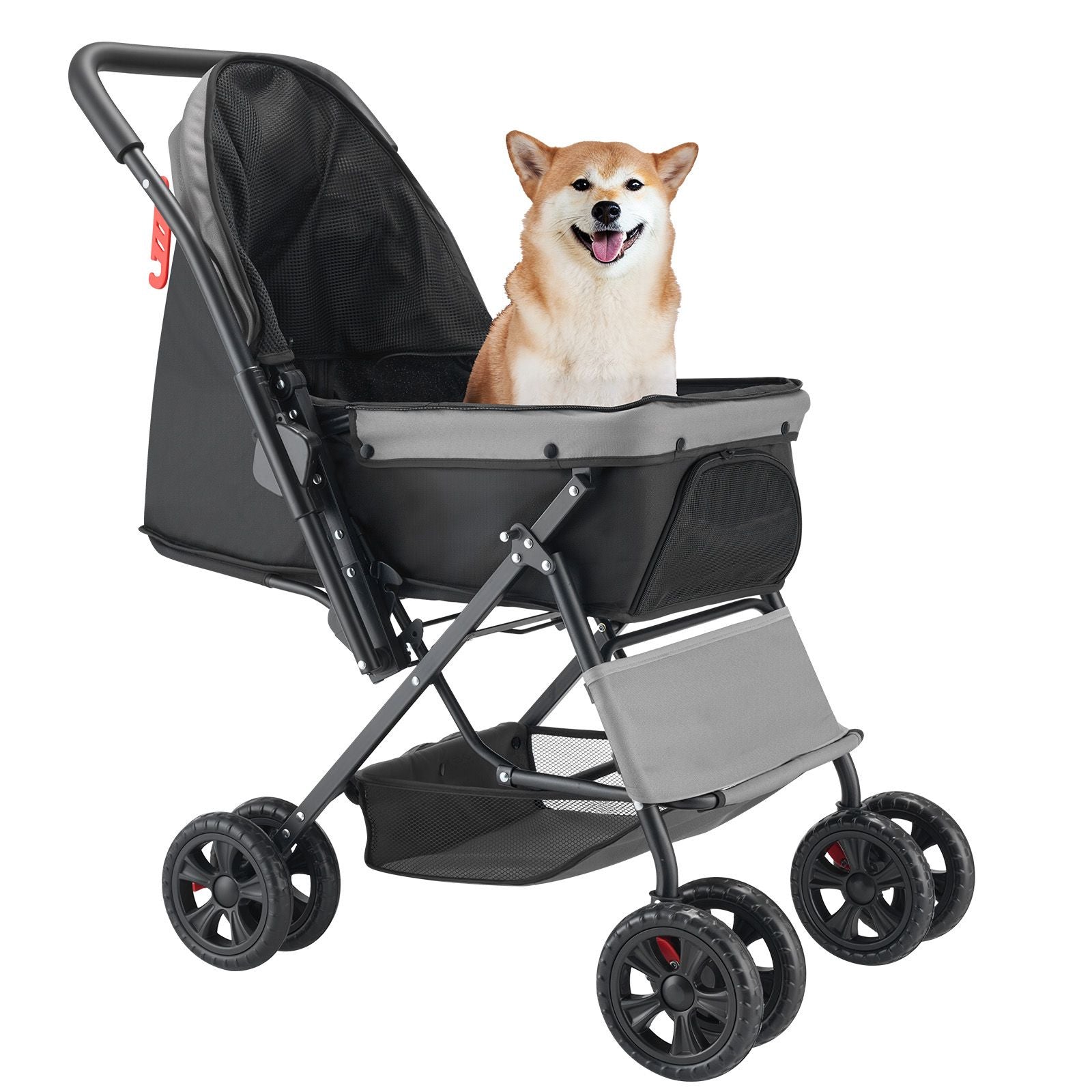 Pet Stroller, 44 Lbs Weight Capacity, Foldable Dog Stroller Cart, 4