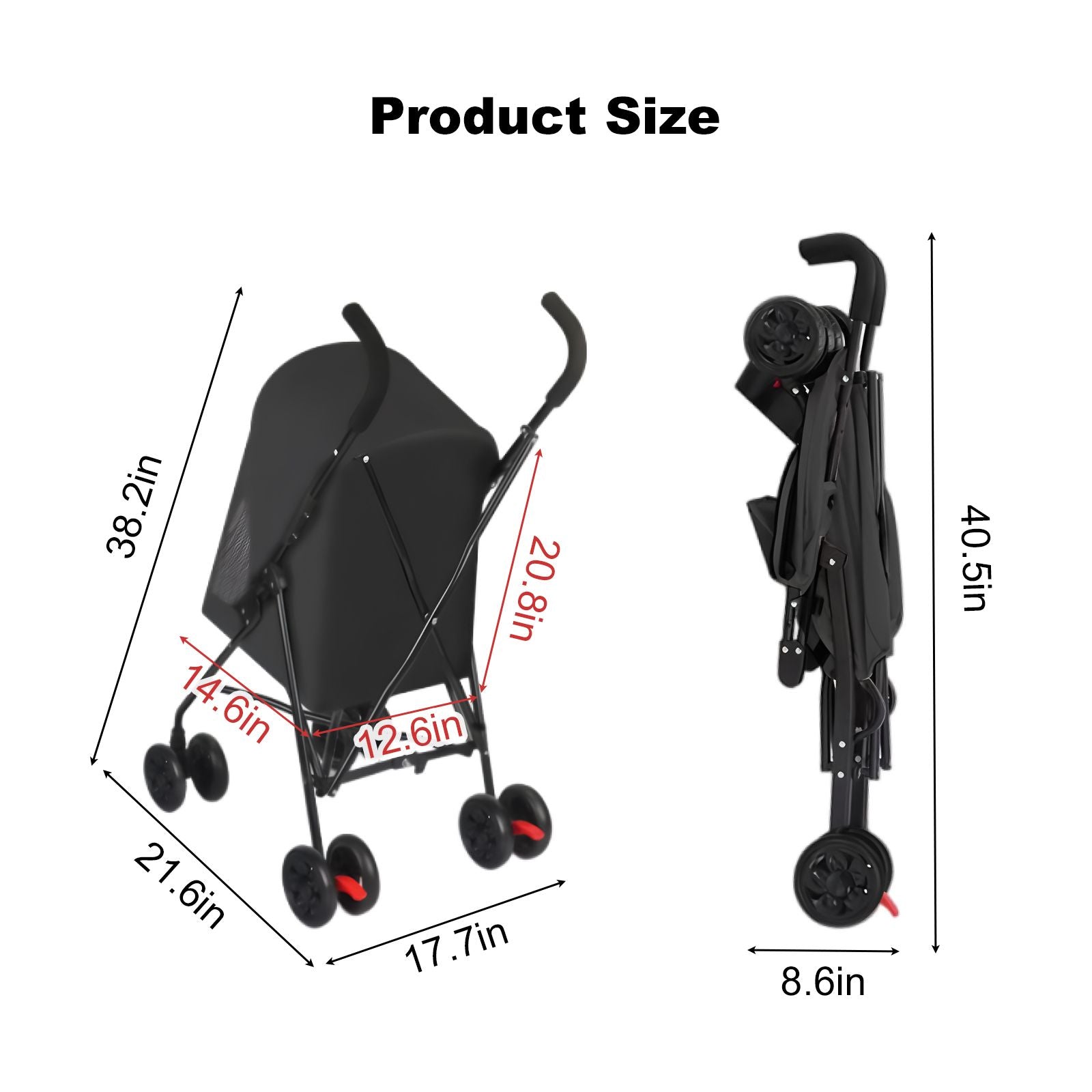 Pet Stroller for Small Dogs Cats with Mesh Ventilation, Lightweight