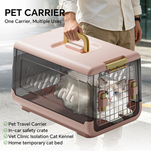 Pink Aviation Enclosed Cat Litter Box with Handle, Spacious Anti