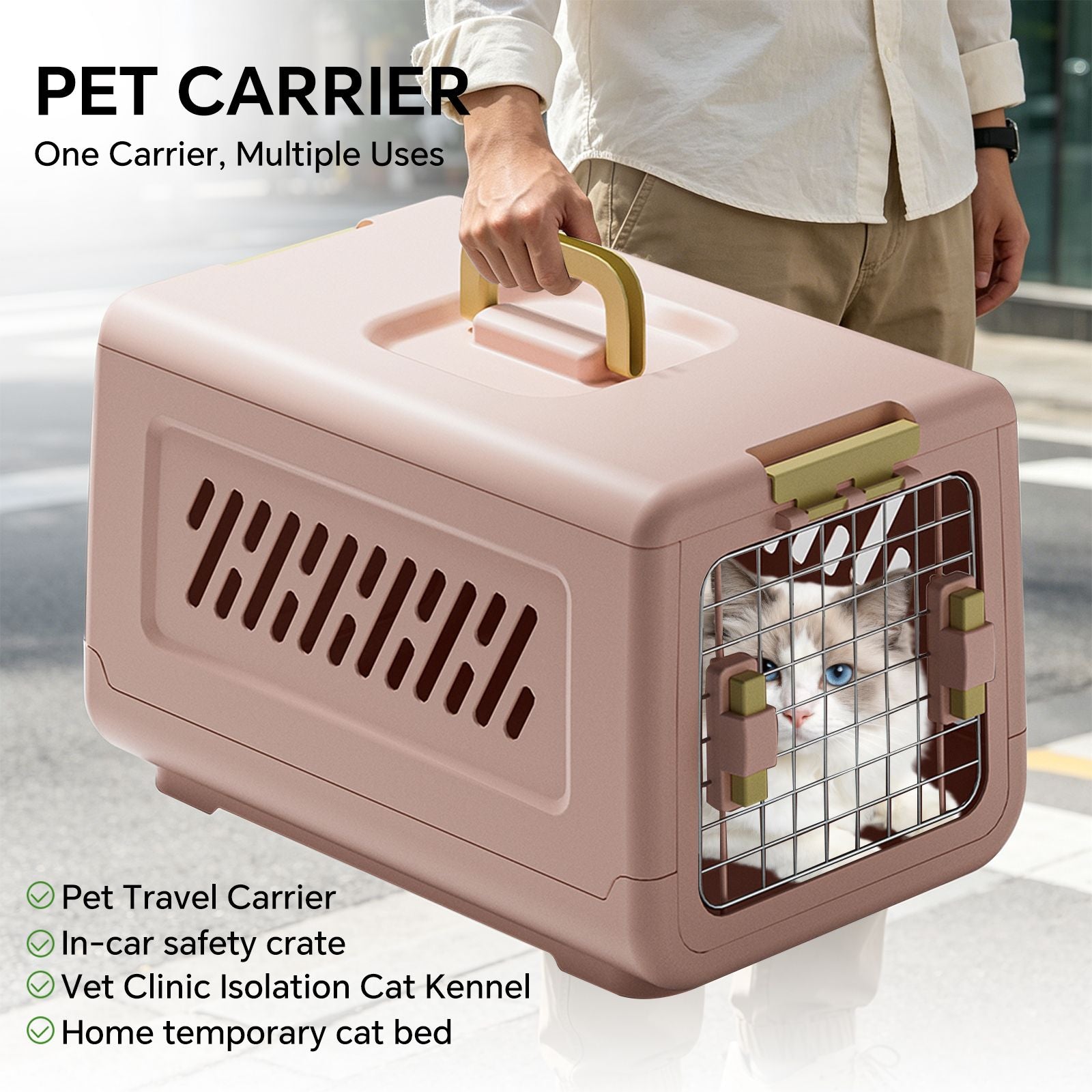 Pink Aviation Enclosed Cat Litter Box with Handle, Spacious Anti