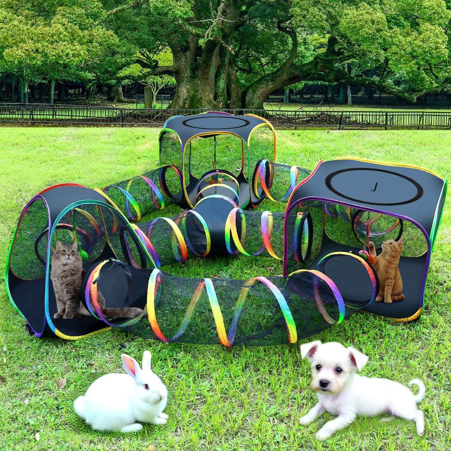 Portable Cat Enclosure - 7-in-1 Outdoor Catio with Tent & Tunnel