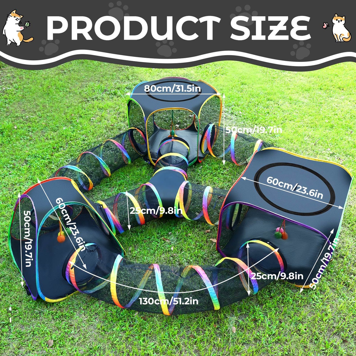 Portable Cat Enclosure - 7-in-1 Outdoor Catio with Tent & Tunnel