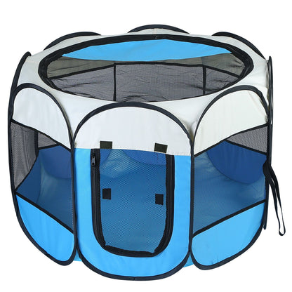 Portable Foldable Pet Playpen Exercise Pen Kennel Removable Zipper