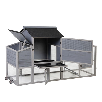 Portable Mobile Chicken Coop with Nesting Box, Sleeping Room, Run