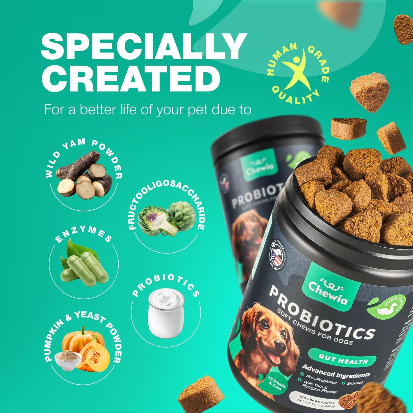 Dog Probiotic Chews with Pumpkin & Digestive Enzymes