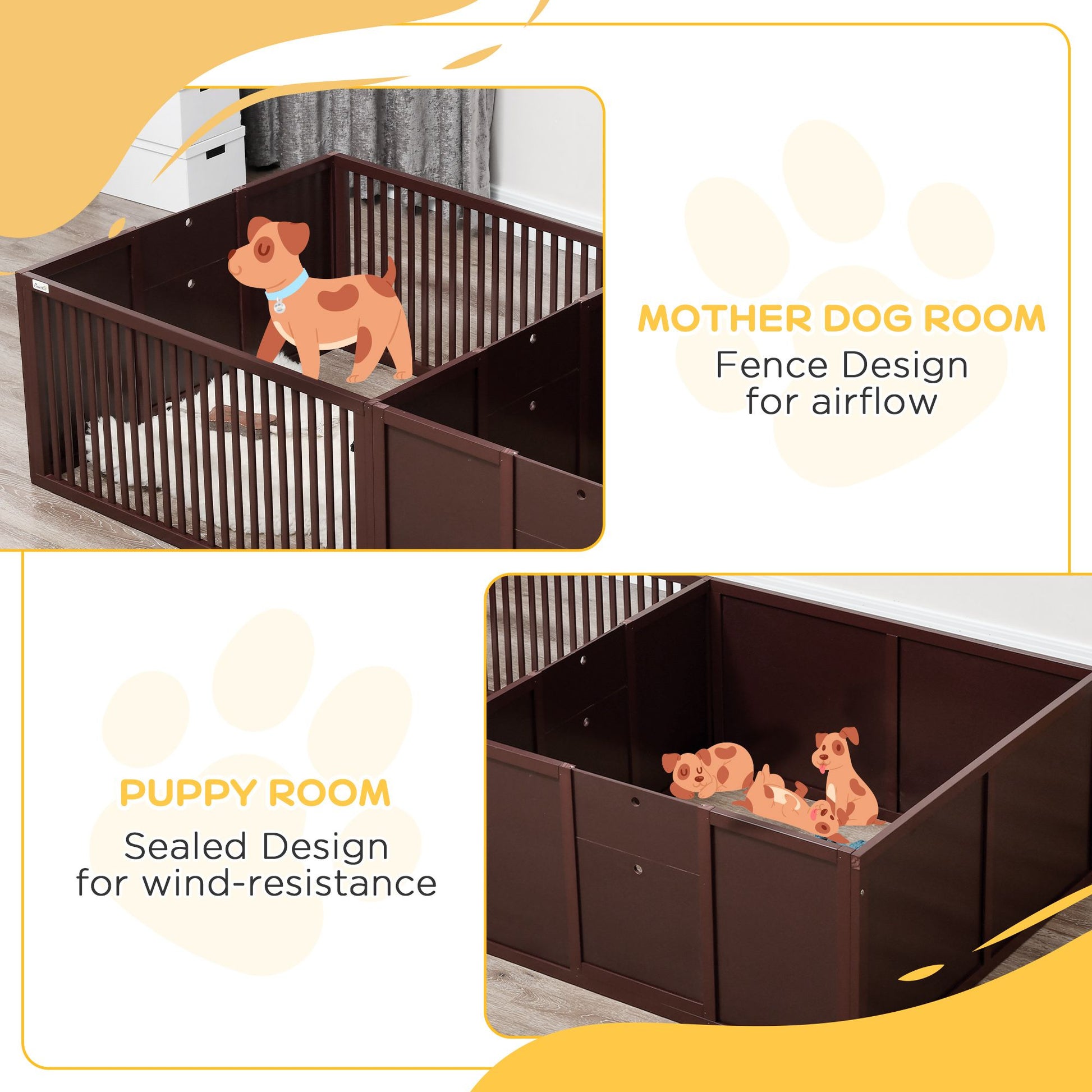 Puppy Whelping Box with Removable Doors Indoor Playpen Supplies