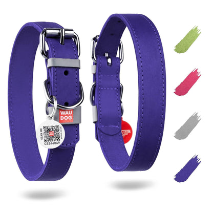 Purple Long Lasting Leather Dog Collar for Large Dogs Medium