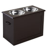 Raised Dog Feeding Station with 2 Stainless Steel Bowls Storage