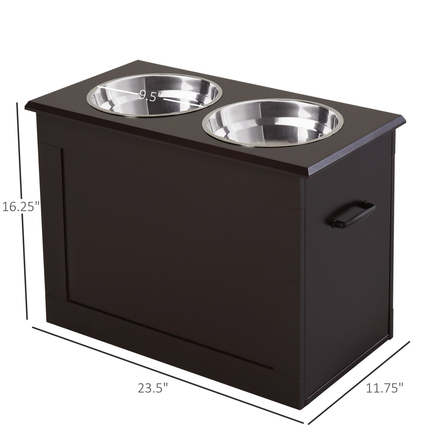 Raised Dog Feeding Station with 2 Stainless Steel Bowls Storage