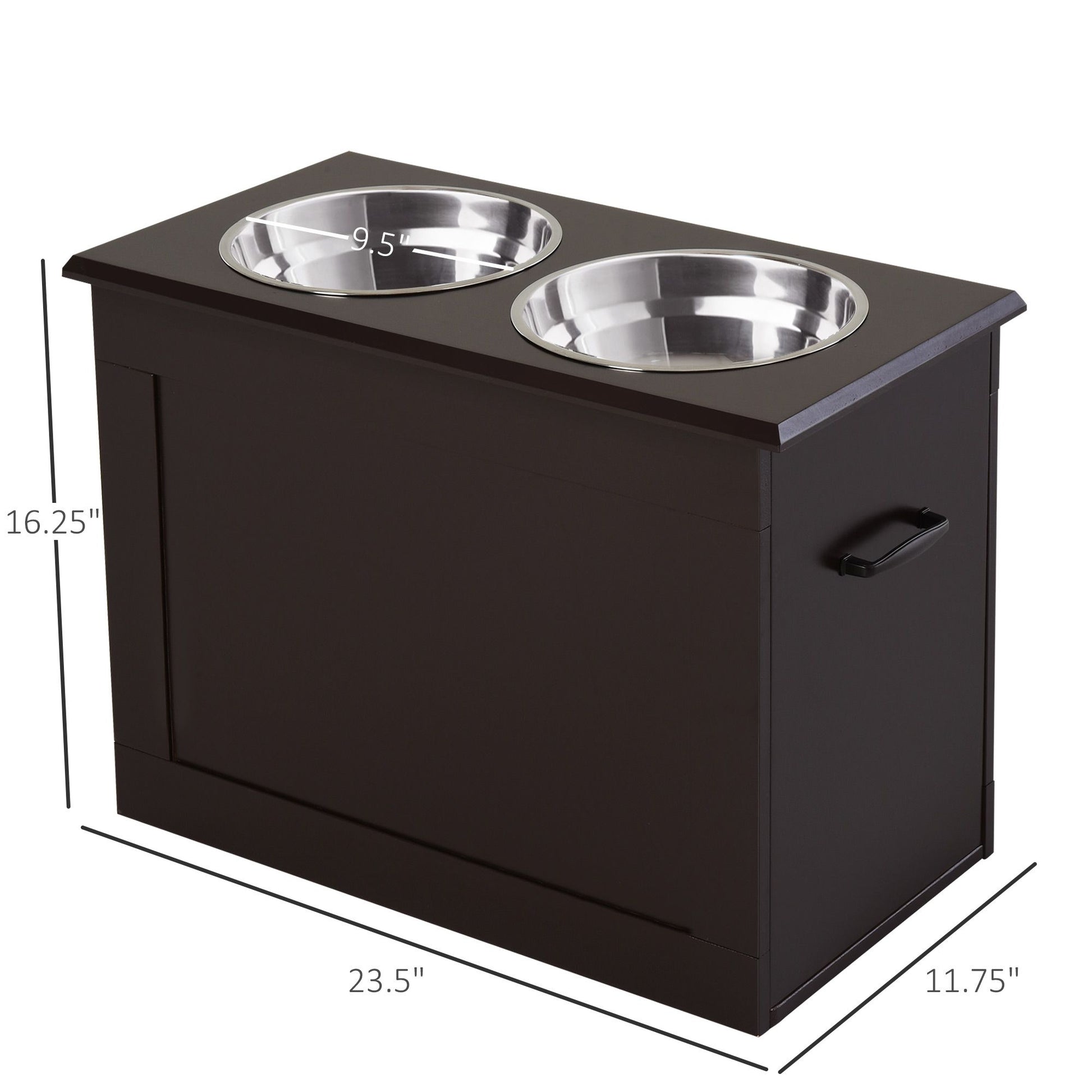 Raised Dog Feeding Station with 2 Stainless Steel Bowls Storage