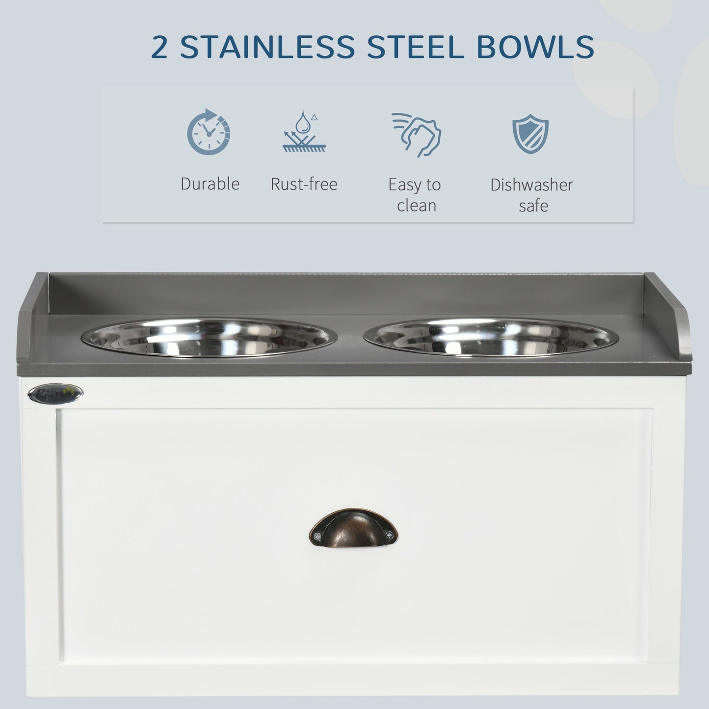 Raised Pet Feeder, Large Pet Dish Bowl Set with Storage Drawer, 2