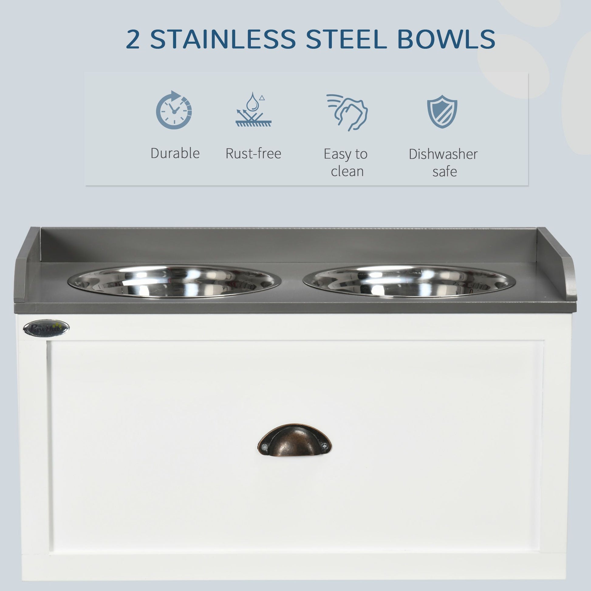 Raised Pet Feeder, Large Pet Dish Bowl Set with Storage Drawer, 2