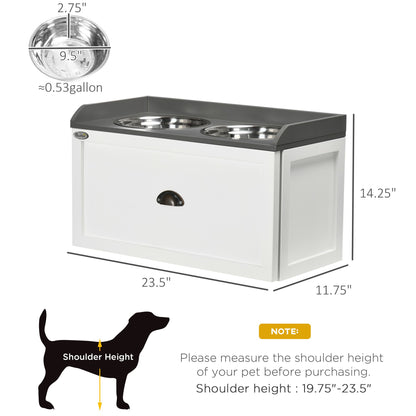 Raised Pet Feeder, Large Pet Dish Bowl Set with Storage Drawer, 2