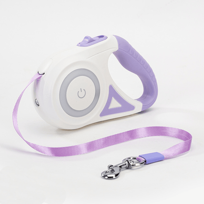 Retractable Dog Leash with LED Flash Light; Adjustable Tractor Rope