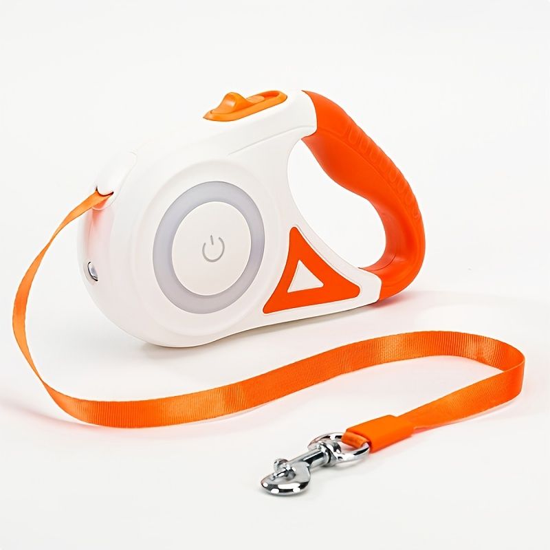 Retractable Dog Leash with LED Flash Light; Adjustable Tractor Rope