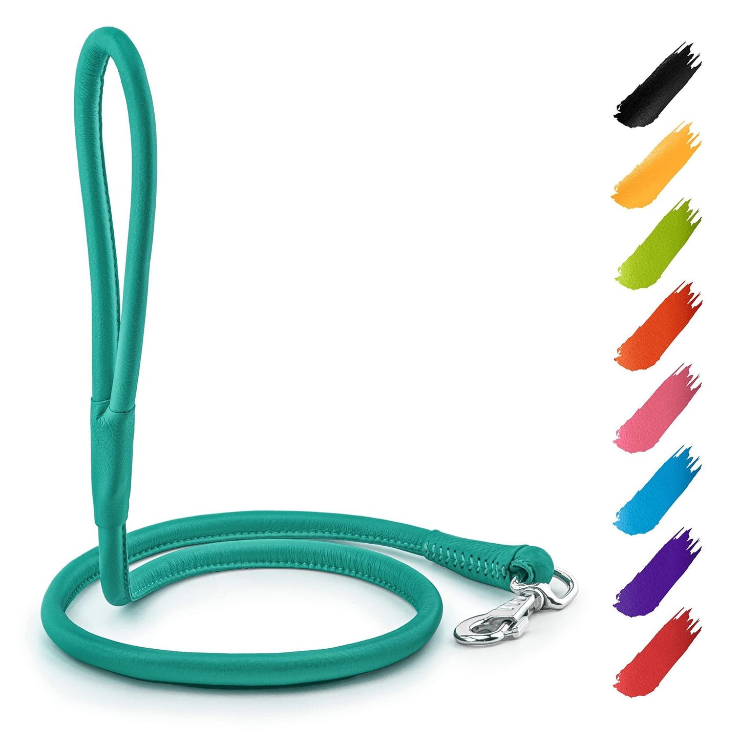 Rolled Leather Dog Leash 4Ft * 0.4 in for Small Medium