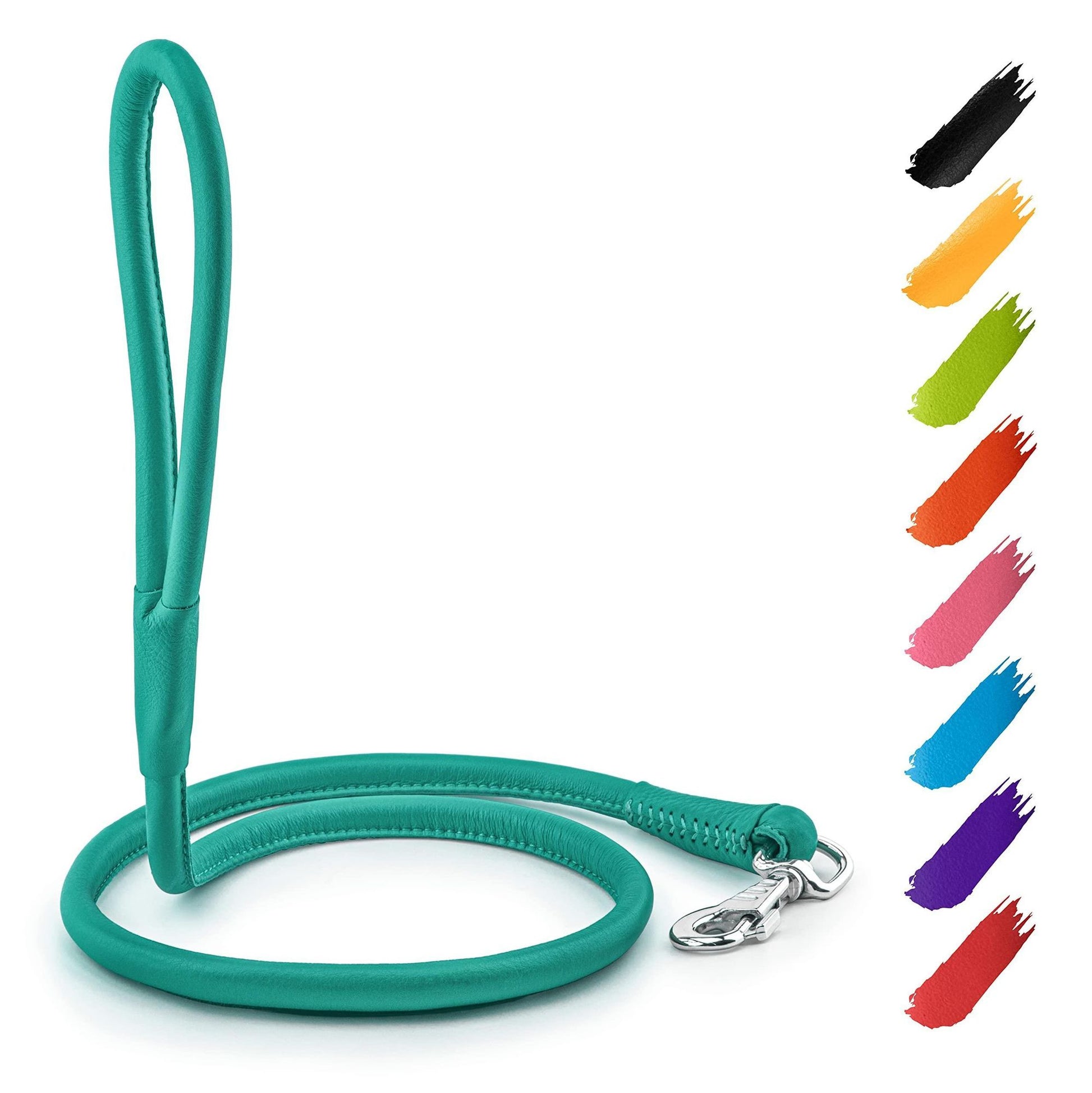 Rolled Leather Dog Leash 4Ft * 0.4 in for Small Medium