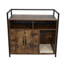Rustic Brown Wooden Cat Litter Box Enclosure, Spacious Hidden Cat
