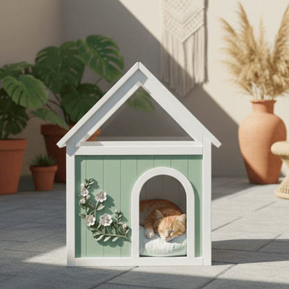 SAGE FSC-Certified Cedar Indoor Cat House with Clear Acrylic Roof –