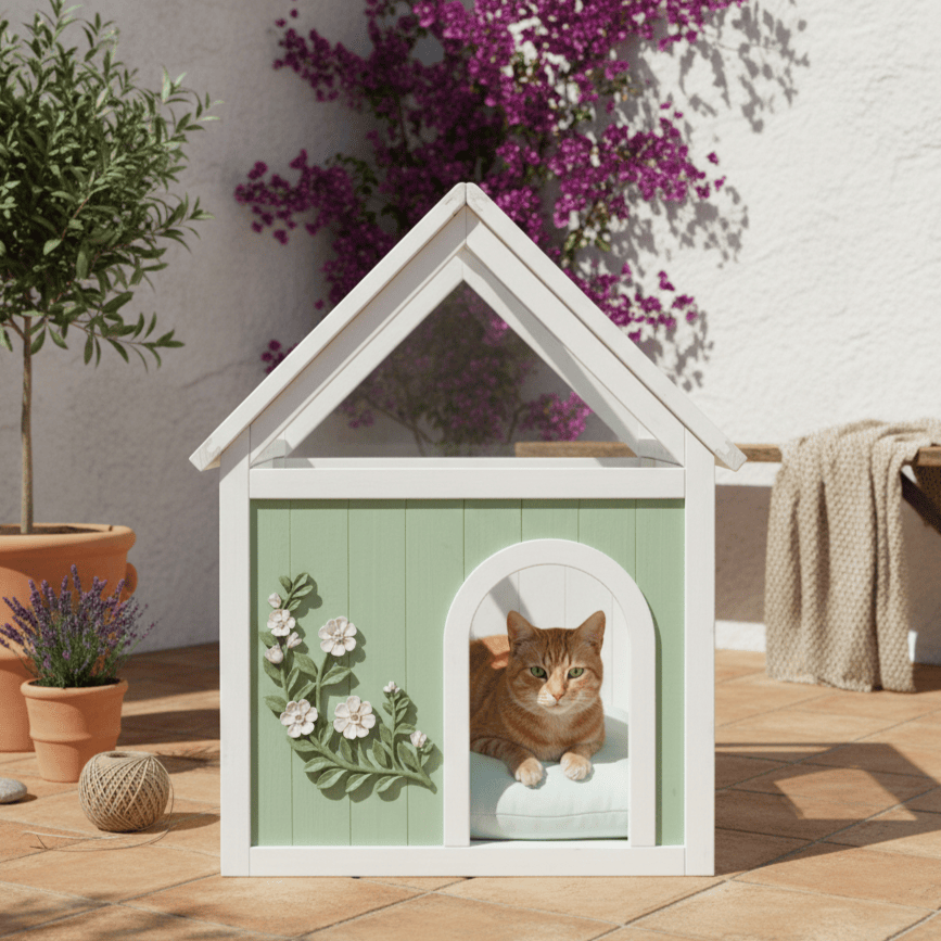 SAGE FSC-Certified Cedar Indoor Cat House with Clear Acrylic Roof –