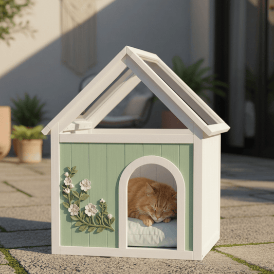SAGE FSC-Certified Cedar Indoor Cat House with Clear Acrylic Roof –