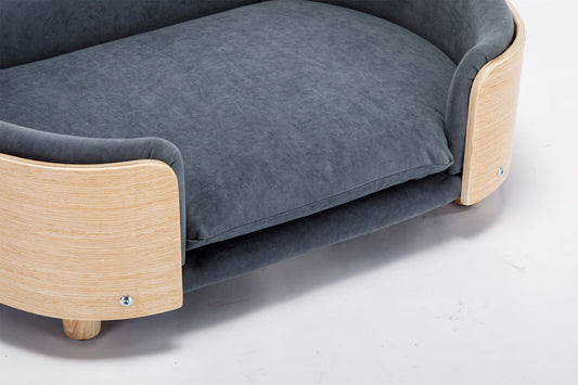 Scandinavian Style Elevated Dog Bed Pet Sofa with Solid Wood Legs