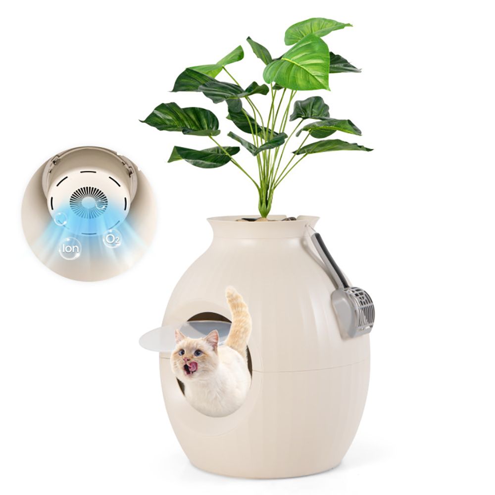 Smart Plant Cat Litter Box with Electronic Odor Removal &