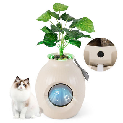 Smart Plant Cat Litter Box with Electronic Odor Removal &