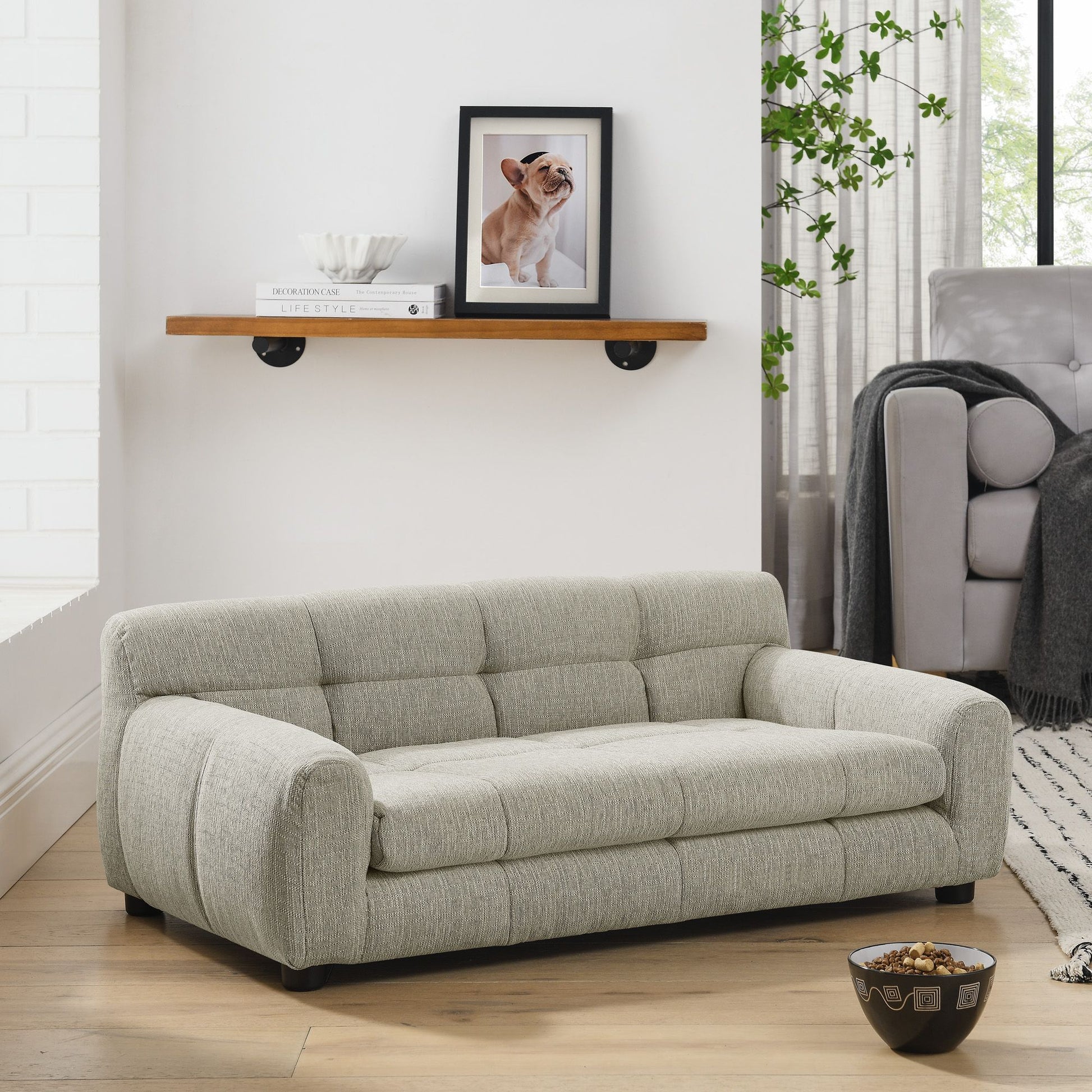 Soft and Comfortable Pet Sofa with Backrest and Armrests, Suitable