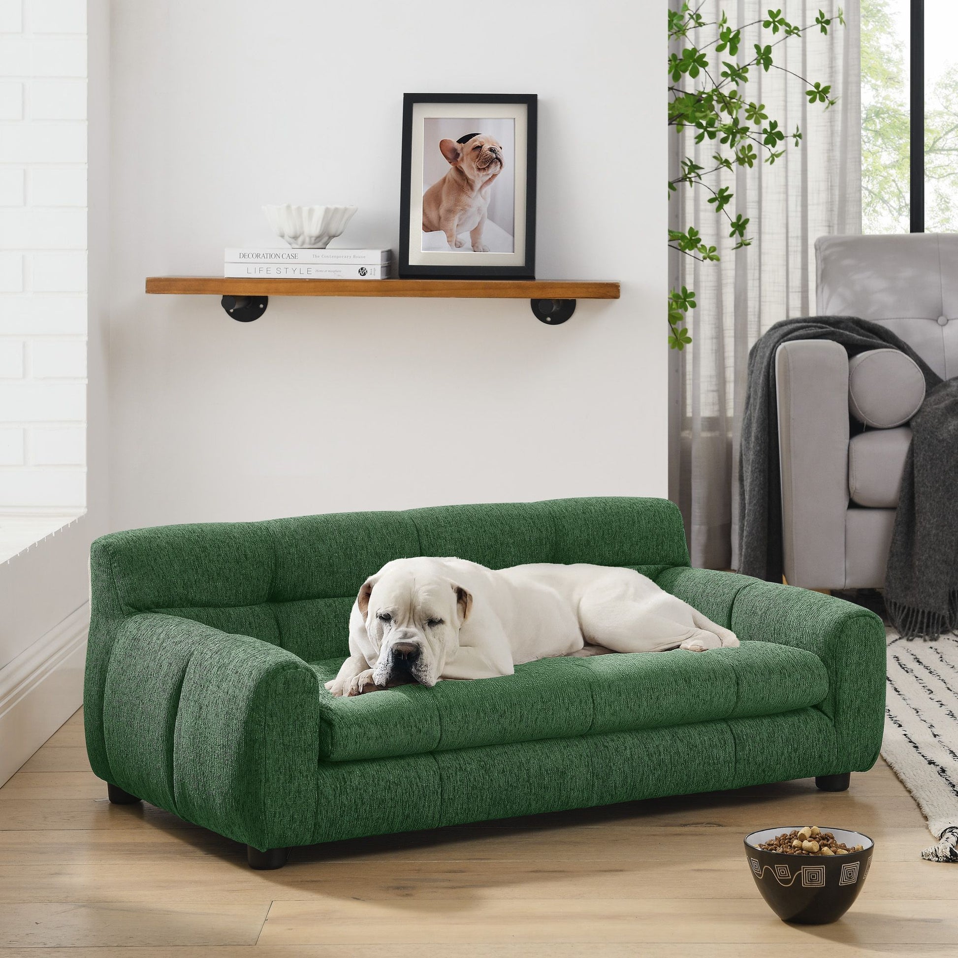 Soft and Comfortable Pet Sofa with Backrest and Armrests, Suitable