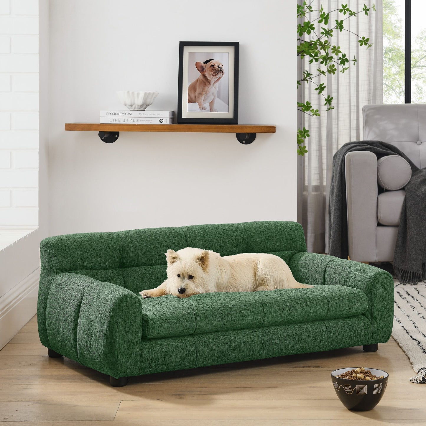 Soft and Comfortable Pet Sofa with Backrest and Armrests, Suitable