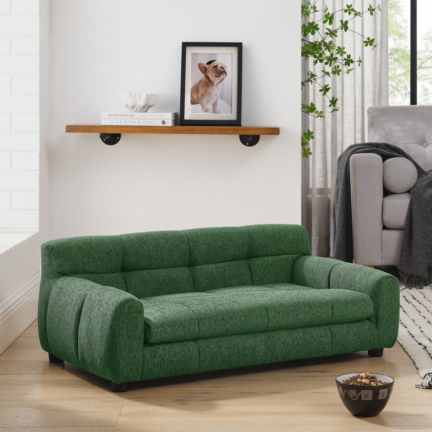 Soft and Comfortable Pet Sofa with Backrest and Armrests, Suitable