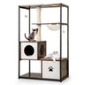 Stylish Wood-Metal Cat Tree - 33 Lbs Per Layer Capacity, 2 Private