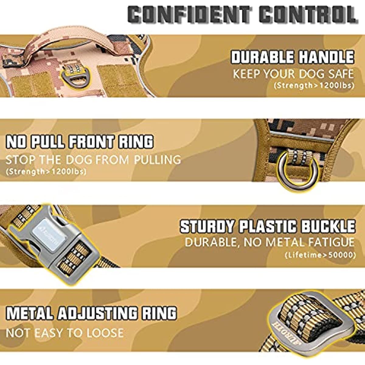 Tactical Dog Harness for Small Medium Dogs No Pull