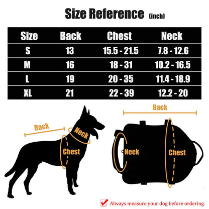 Tactical Dog Harness with Pouches; Adjustable Harness with 3