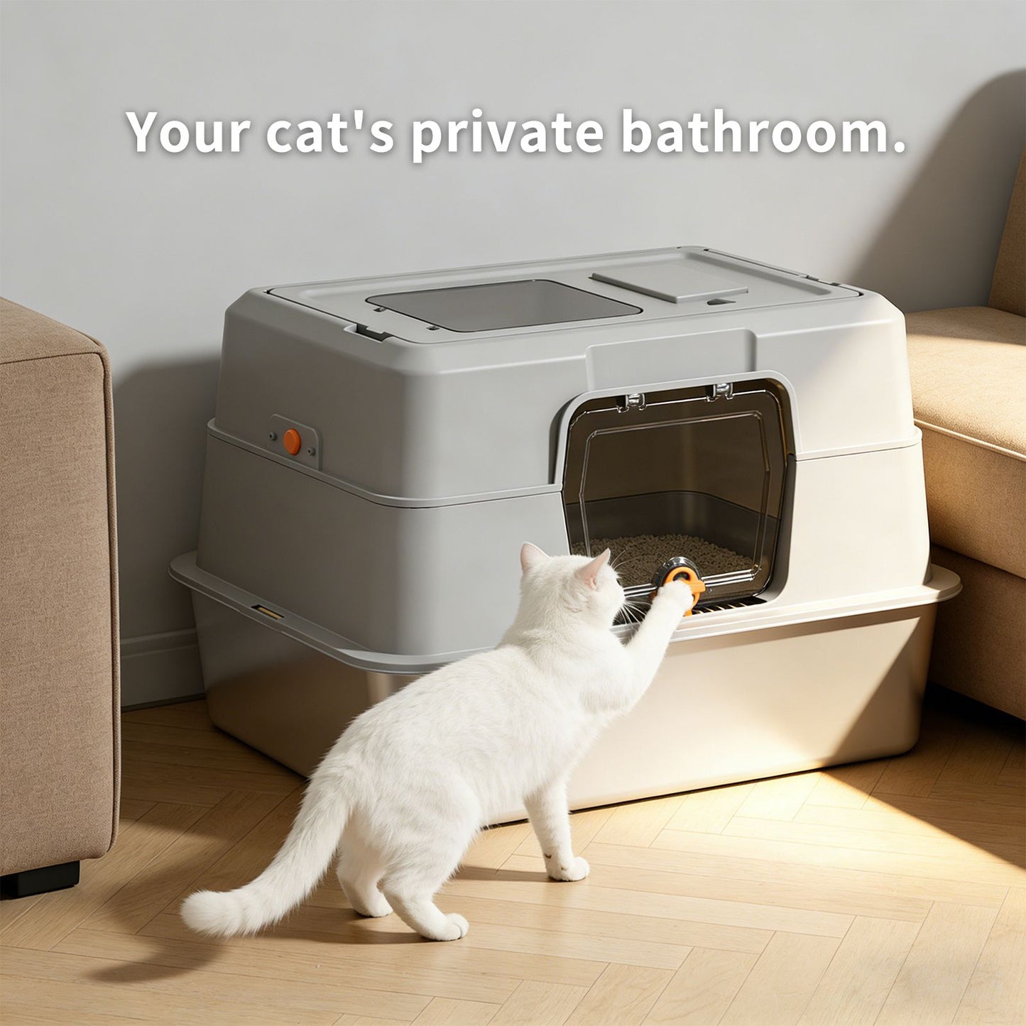 Thick Stainless Steel Fully Enclosed Black Cat Toilet, Sturdy, Bite
